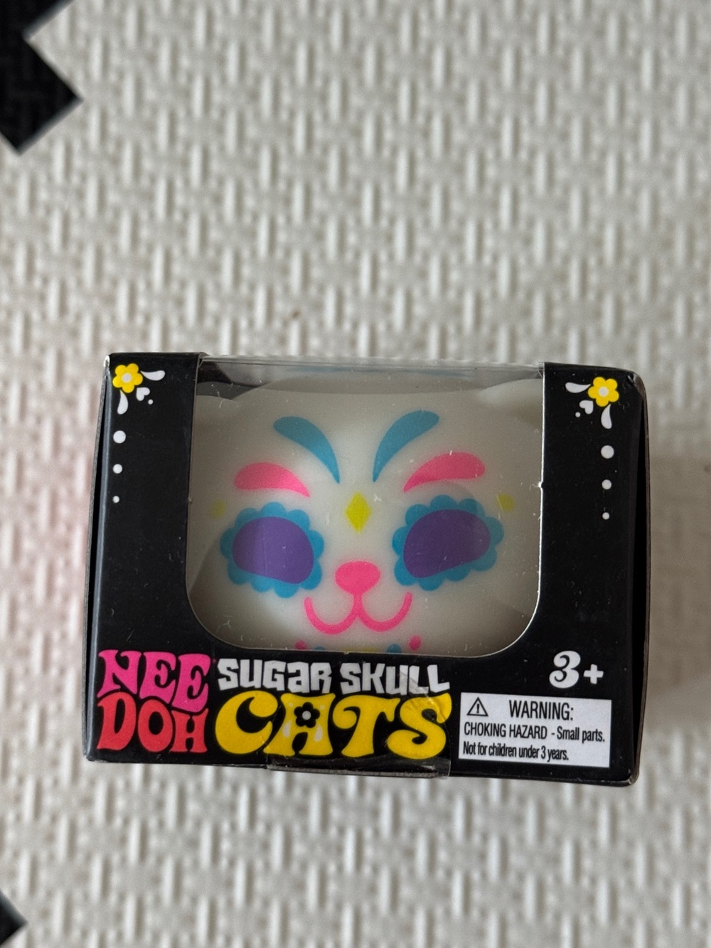 NWT Rare Schylling NeeDoh Sugar Skull Cat Glow In The Dark in blue NIB